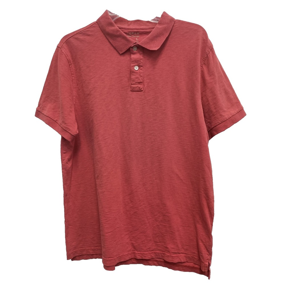 J.Crew Mens Polo Shirt Large Coral‎ Short Sleeve 1/4 Button Preppy Casual